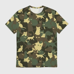Мужская футболка 3D Кошачий камуфляж