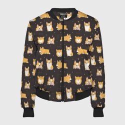 Женский бомбер 3D Вельш корги бемброк - забавные щенки паттерн