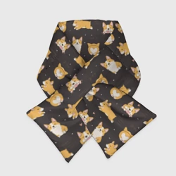 Шарф-пуховик 3D Вельш корги бемброк - забавные щенки паттерн