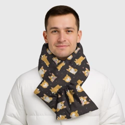 Шарф-пуховик 3D Вельш корги бемброк - забавные щенки паттерн - фото 2