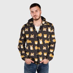 Мужская ветровка 3D Вельш корги бемброк - забавные щенки паттерн - фото 2