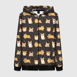 Женская толстовка 3D на молнии Вельш корги бемброк - забавные щенки паттерн