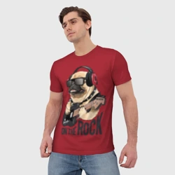 Мужская футболка 3D Pug on the rock - фото 2