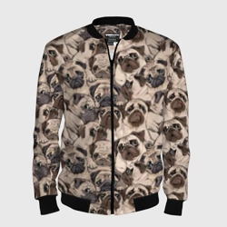 Мужской бомбер 3D Мопсы - паттерн