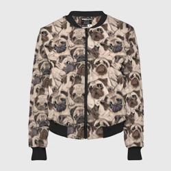 Женский бомбер 3D Мопсы - паттерн