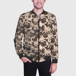 Мужской бомбер 3D Мопсы - паттерн - фото 2