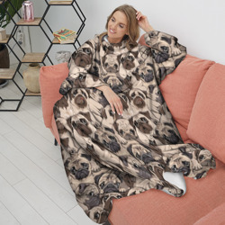 Плед с рукавами Мопсы - паттерн - фото 2