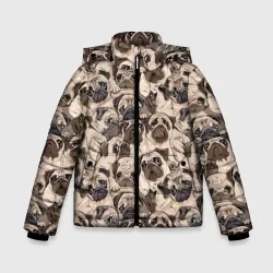 Зимняя куртка для мальчиков 3D Мопсы - паттерн