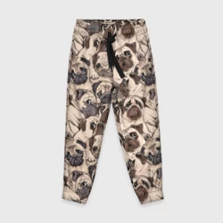 Детские брюки 3D Мопсы - паттерн