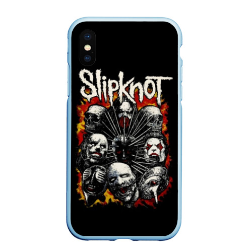 Чехол для iPhone XS Max матовый Slipknot, цвет голубой