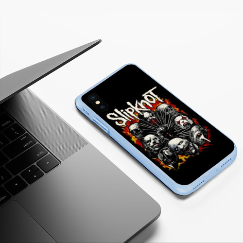 Чехол для iPhone XS Max матовый Slipknot, цвет голубой - фото 5