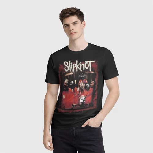 Мужская футболка 3D с принтом Slipknot, фото на моделе #1