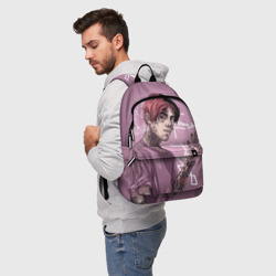 Рюкзак с принтом Lil Peep для любого человека, вид спереди №2. Цвет основы: белый