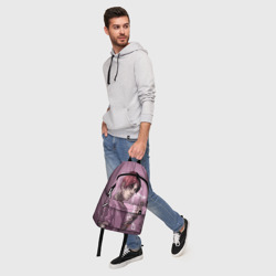 Рюкзак с принтом Lil Peep для любого человека, вид спереди №5. Цвет основы: белый