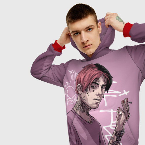 Мужская толстовка 3D Lil Peep, цвет красный - фото 5