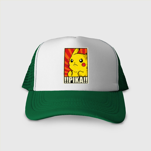 Кепка тракер с сеткой Pikachu Pika Pika, цвет зеленый