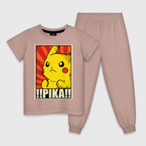 Детская пижама хлопок Pikachu Pika Pika, цвет пыльно-розовый