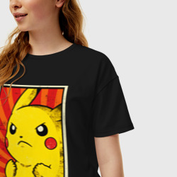 Женская футболка хлопок Oversize Pikachu Pika Pika - фото 2