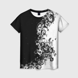 Женская футболка 3D Черно-белый узор