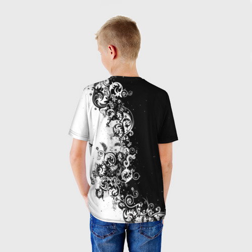 Детская футболка 3D Черно-белый узор, цвет 3D печать - фото 4