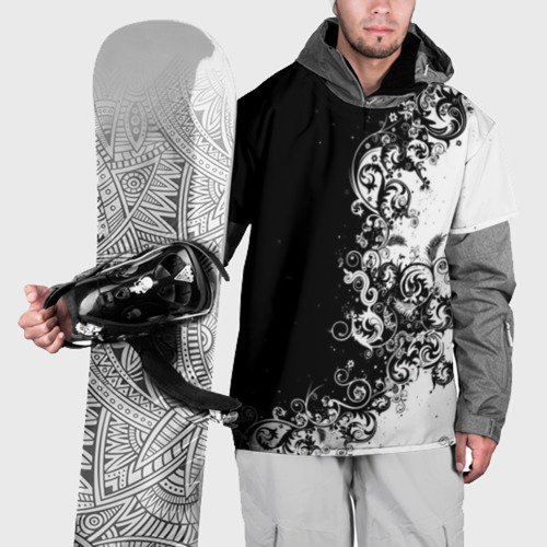 Накидка на куртку 3D Черно-белый узор, цвет 3D печать