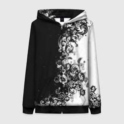 Женская толстовка 3D на молнии Черно-белый узор