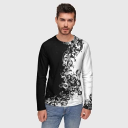 Мужской лонгслив 3D Черно-белый узор - фото 2