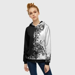 Женская толстовка 3D на молнии Черно-белый узор - фото 2