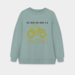 Женский свитшот oversize без начеса хлопок Тракторист