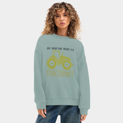 Женский свитшот oversize без начеса хлопок Тракторист - фото 2