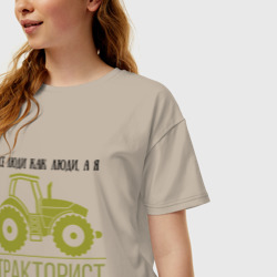 Женская футболка хлопок Oversize Тракторист - фото 2