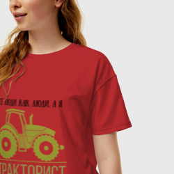 Женская футболка хлопок Oversize Тракторист - фото 2