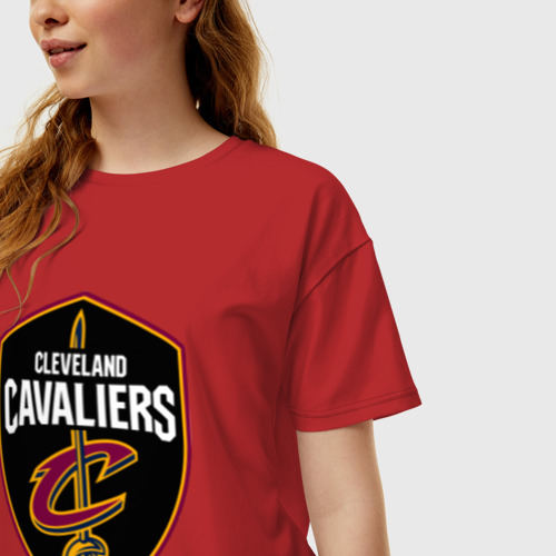Женская футболка хлопок Oversize с принтом Кливленд Кавальерс, фото на моделе #1