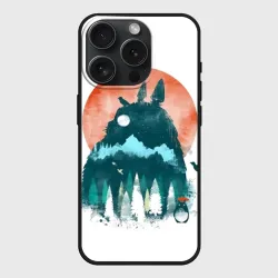 Чехол силиконовый для Apple iPhone 15 Pro Мax матовый Силуэт Тоторо