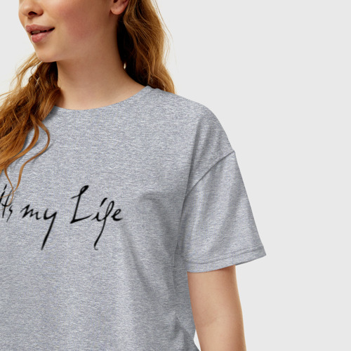 Женская футболка хлопок Oversize Its my Life, цвет меланж - фото 3