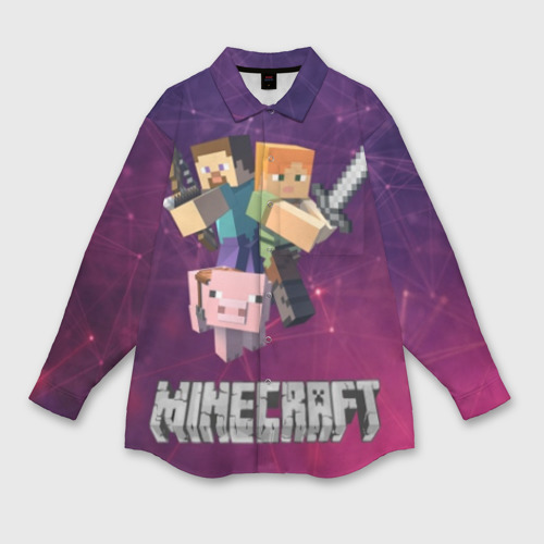 Женская рубашка oversize 3D с принтом Minecraft, вид спереди #2