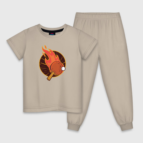 Детская пижама хлопок с принтом Настольный Теннис, вид спереди #2