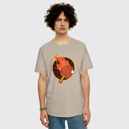 Мужская футболка хлопок Oversize Настольный Теннис, цвет миндальный - фото 3