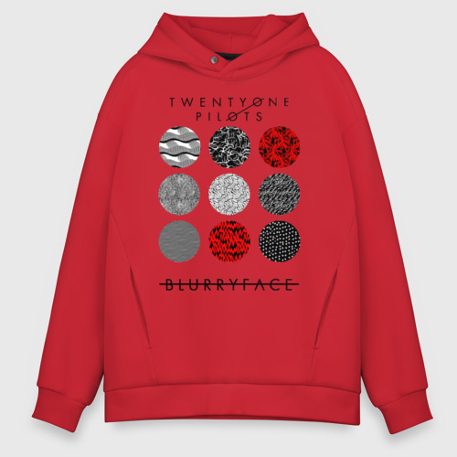 Мужское худи Oversize хлопок Twenty One pilots TOP, цвет красный