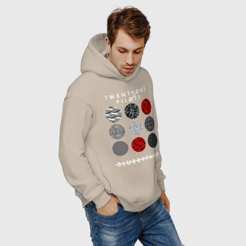 Мужское худи Oversize хлопок Twenty One pilots TOP, цвет миндальный - фото 7