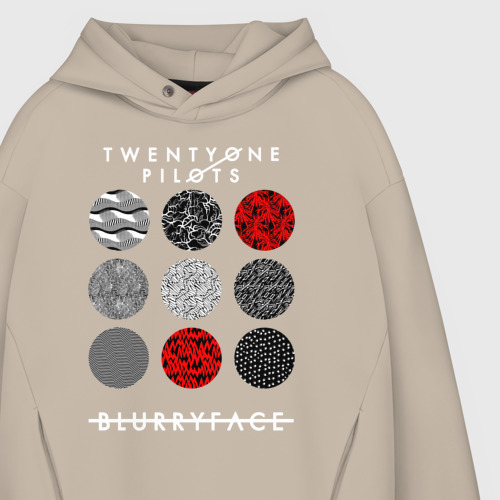 Мужское худи Oversize хлопок Twenty One pilots TOP, цвет миндальный - фото 4