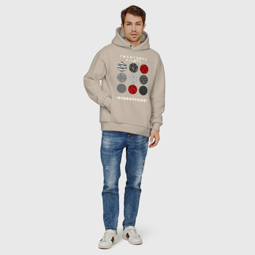 Мужское худи Oversize хлопок Twenty One pilots TOP, цвет миндальный - фото 6