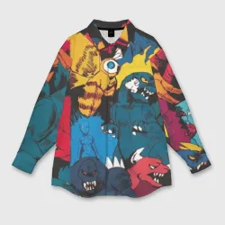 Женская рубашка oversize 3D Годзилла