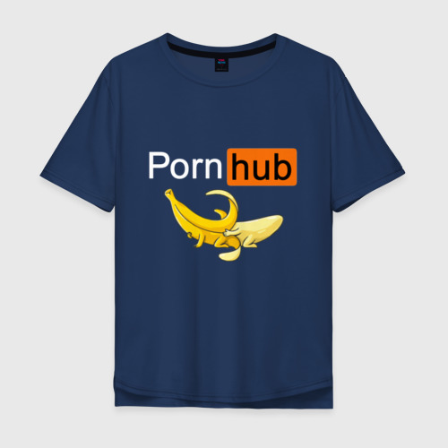 Мужская футболка хлопок Oversize с принтом PORN HUB, вид спереди #2