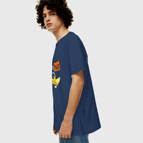 Мужская футболка хлопок Oversize с принтом PORN HUB, вид сбоку #3