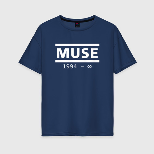 Женская футболка хлопок Oversize Muse, цвет темно-синий