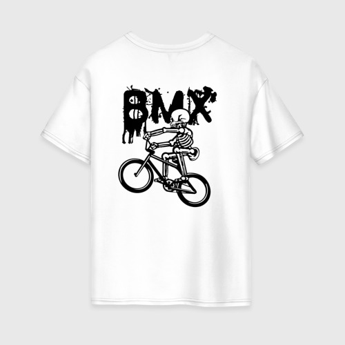 Женская футболка хлопок Oversize BMX Skeleton Extreme, цвет белый - фото 2