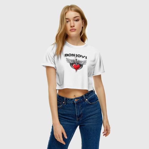 Женская футболка Crop-top 3D Bon Jovi, цвет 3D печать - фото 4