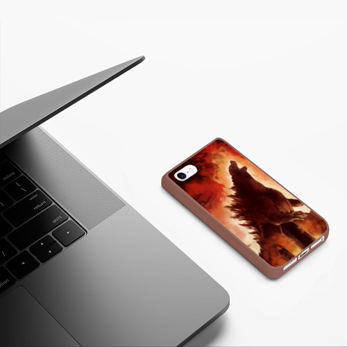Чехол для iPhone 5/5S матовый Godzilla, цвет коричневый - фото 5