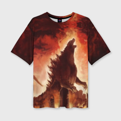 Женская футболка oversize 3D Godzilla